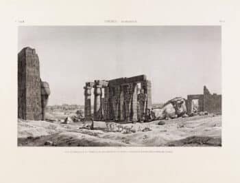 Description de l'égypte (Description of Egypt)  Pl. 25, View of Peristyle of Tomb and Statue of Ozymandias from West